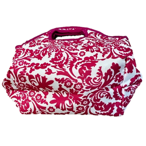 Hot Pink & White Damask Pattern Neoprene Lunch Tote - Picture 3 of 5